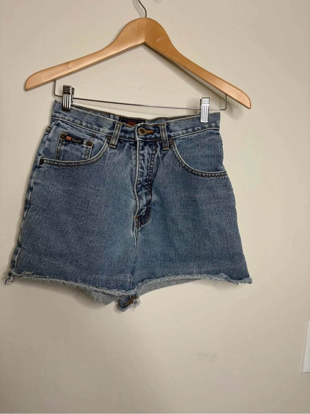 Vintage Route 66 Denim High-Rise Blue Women's Shorts western boho